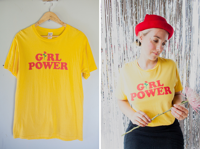 girl power tee with rose