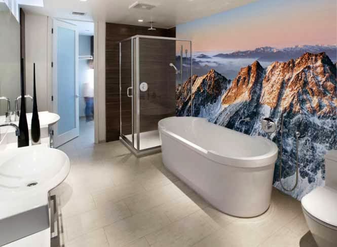 Wallpaper Designs for Modern Minimalist Bathroom New 2014 Beauty