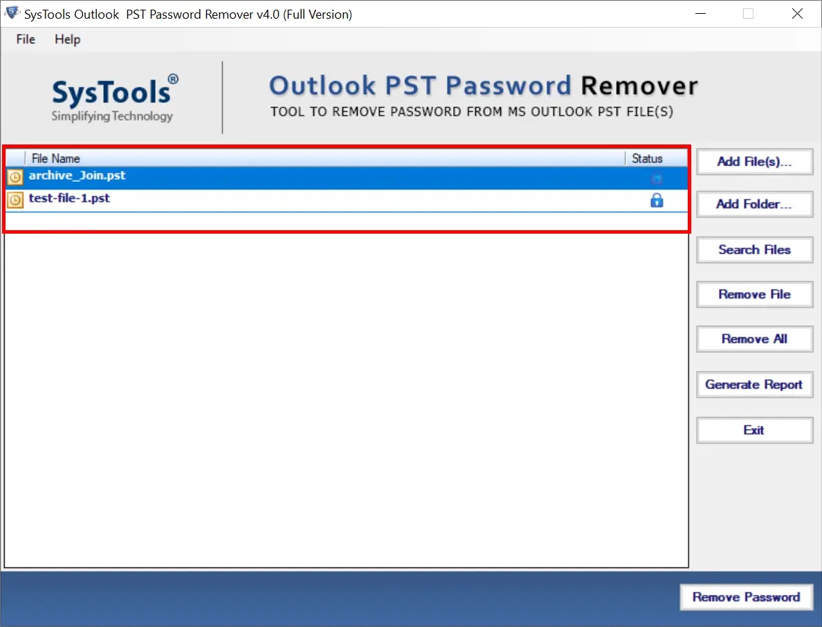 SysTools PST Password Remover 4.0