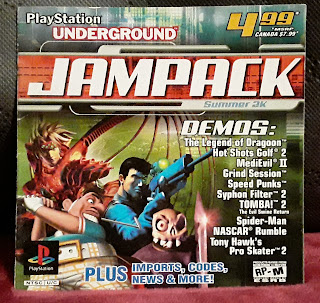 PlayStation Underground JamPack Summer 2K demo disc booklet. Cover features characters from Legend of Dragoon, Hot Shots Golf 2, Syphon Filter 2 and MediEvil 2.