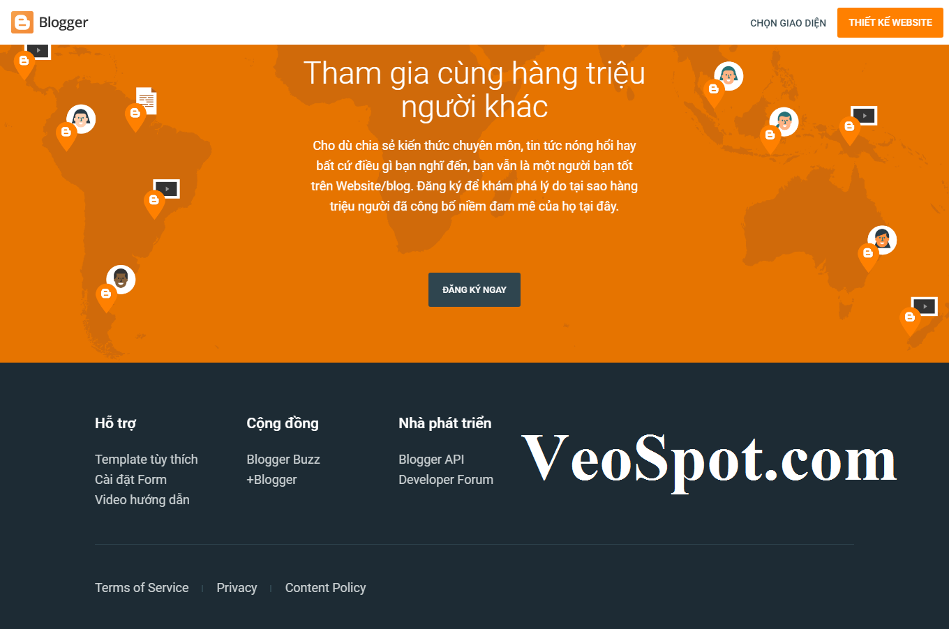 Template blogspot giống Blogger tại mục Footer