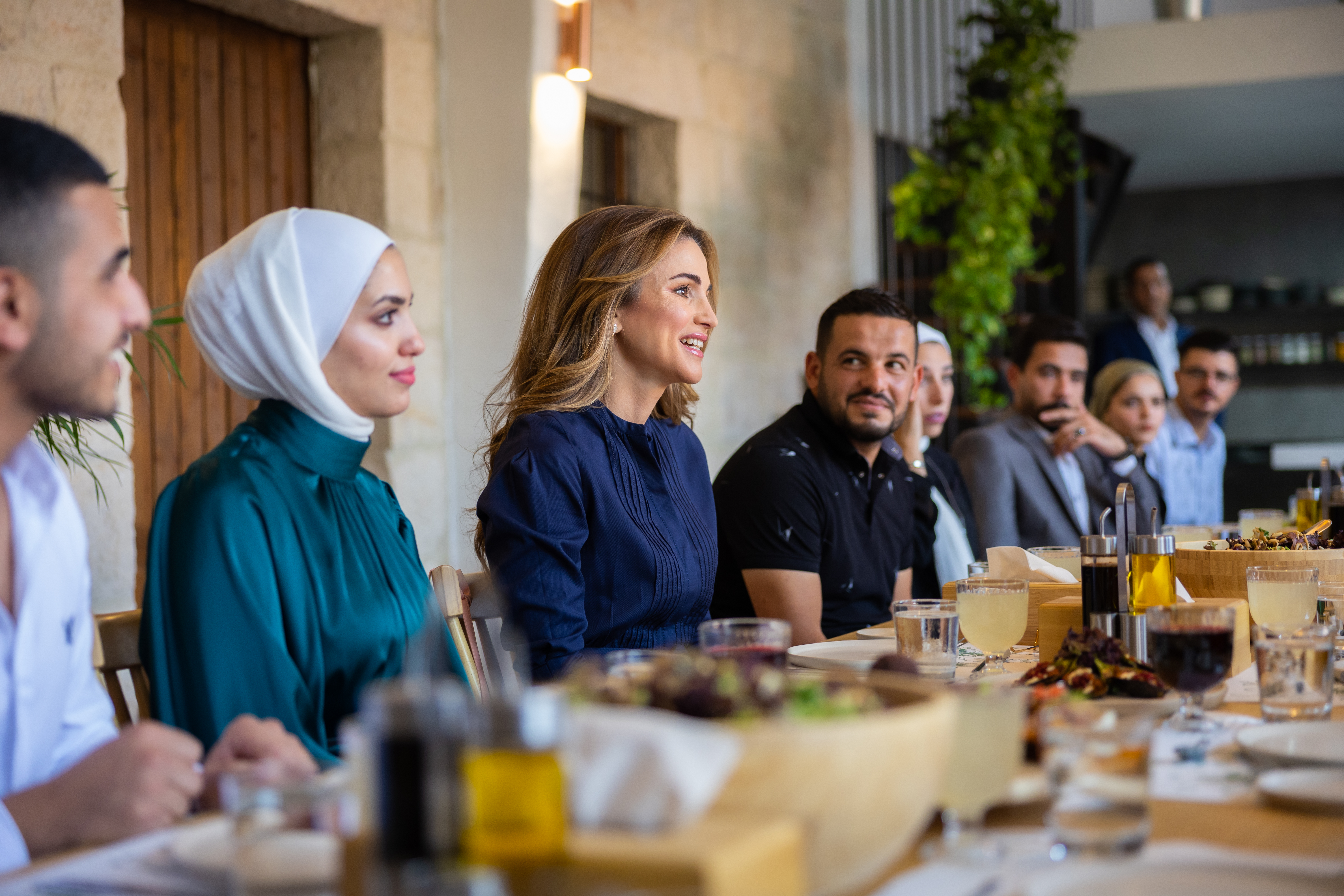 Queen Rania wore sachin and babi dress to visit Madaba