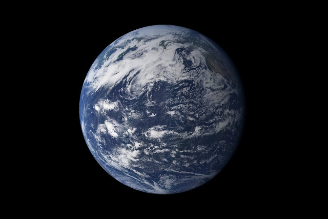 Viewed from space, the most striking feature of our planet is the water. In both liquid and frozen form, it covers 75% of the Earth’s surface. It fills the sky with clouds. Water is practically everywhere on Earth, from inside the rocky crust to inside our cells.  This detailed, photo-like view of Earth is based largely on observations from the Moderate Resolution Imaging Spectroradiometer (MODIS) on NASA’s Terra satellite. It is one of many images of our watery world featured in a new story examining water in all of its forms and functions. Here is an excerpt:  “In all, the Earth’s water content is about 1.39 billion cubic kilometers (331 million cubic miles), with the bulk of it, about 96.5%, being in the global oceans. As for the rest, approximately 1.7% is stored in the polar icecaps, glaciers, and permanent snow, and another 1.7% is stored in groundwater, lakes, rivers, streams, and soil.  Only a thousandth of 1% of the water on Earth exists as water vapor in the atmosphere. Despite its small amount, this water vapor has a huge influence on the planet. Water vapor is a powerful greenhouse gas, and it is a major driver of the Earth’s weather and climate as it travels around the globe, transporting heat with it.  For human needs, the amount of freshwater for drinking and agriculture is particularly important. Freshwater exists in lakes, rivers, groundwater, and frozen as snow and ice. Estimates of groundwater are particularly difficult to make, and they vary widely. Groundwater may constitute anywhere from approximately 22 to 30% of fresh water, with ice accounting for most of the remaining 78 to 70%.  Image Credit: Robert Simmon and Marit Jentoft-Nilsen/MODIS Explanation from: http://earthobservatory.nasa.gov/IOTD/view.php?id=46209