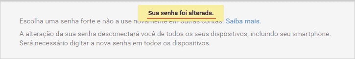 Sua senha Gmail foi alterada