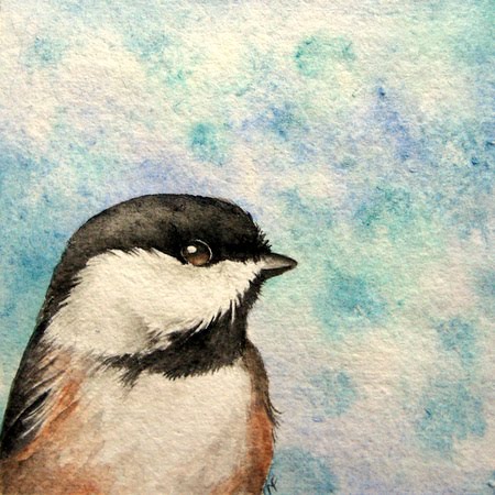 watercolour chickadee painting