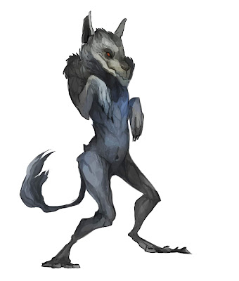 A welf which looks like a wolf stood on its back legs