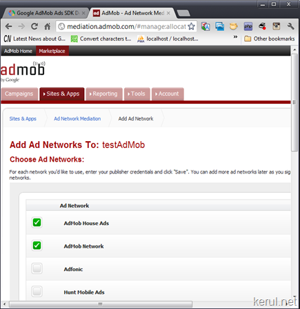 setting site in admob