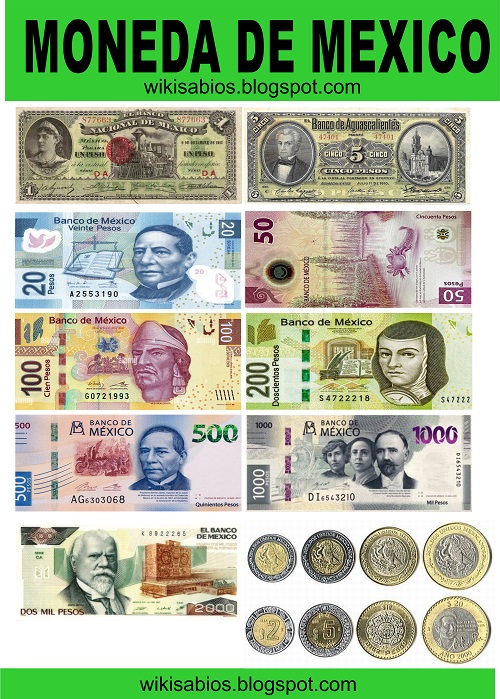 moneda de mexico, imagenes de monedas de México, billetes que circulan en mexico, moneda que se usa en mexico, lamina con billetes de mexico, pesos mexicanos