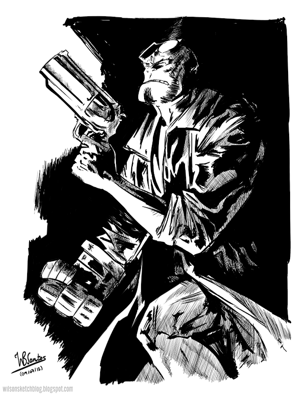 Study of Gabriel Hardman's Hellboy Sketch, using Krita 2.5 Beta.