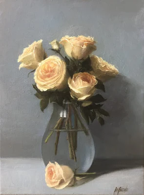 Yellow Roses in Vase painting Patt Baldino
