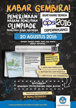 Update News FOSCA : OPSI 2016 (Olimpiade Penelitian Siswa Indonesia)