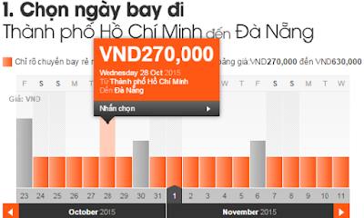 Bảng giá vé máy bay Sài Gòn đi Vinh Tháng 11 / 2015