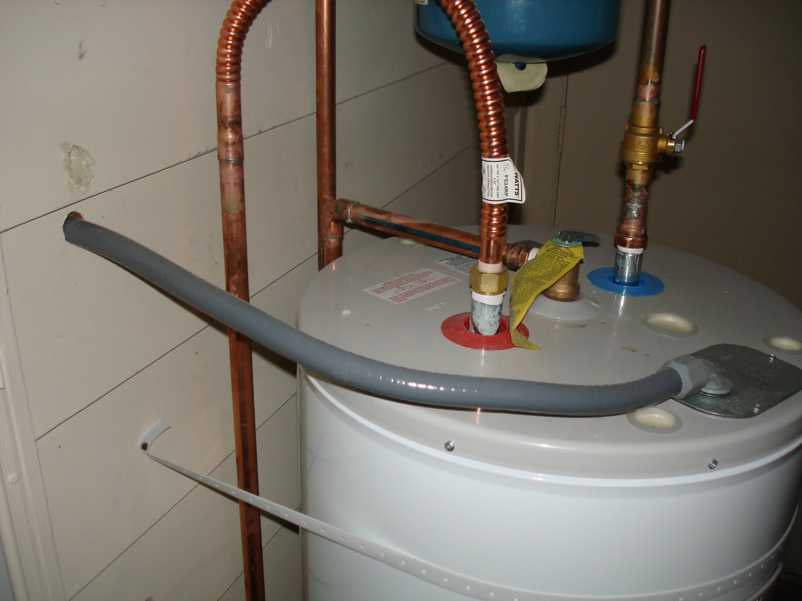 Hot water heater supply line