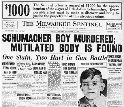 The discovery of Buddy’s body was announced on the front page of the Sept. 14 Milwaukee Sentinel.