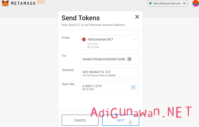 Mengirim token dari metamask