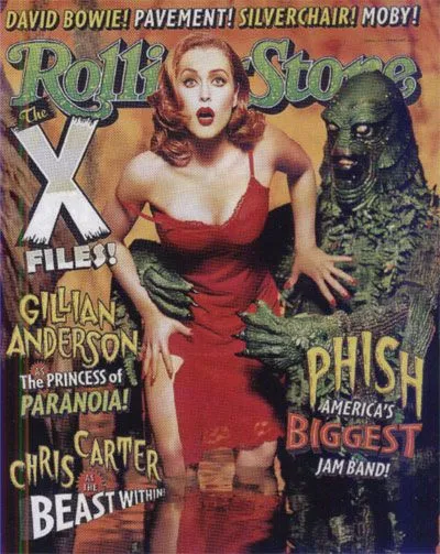 gillian anderson rollingstone cover red dress swamp creature