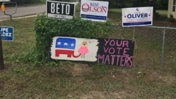 Texas police confiscate political yard sign showing elephant with trunk up girl’s skirt