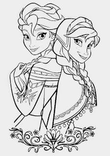 Gambar Elsa dan Anna Frozen untuk diwarnai