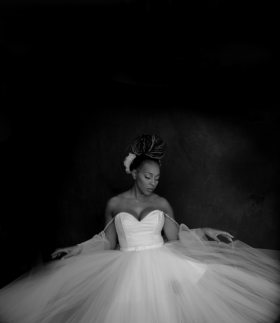 black women in white tulle dress alexandra king photo sophia brown model