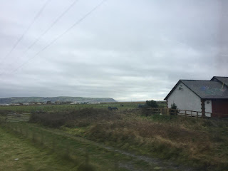 mountains from the bus