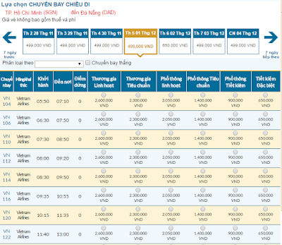 Giá vé máy bay TPHCM đi Đà Nẵng tháng 12