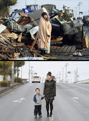 大地震後一年對比圖 日本