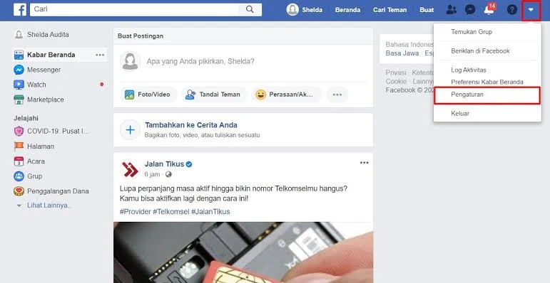 cara memblokir akun facebook sendiri sementara melalui desktop