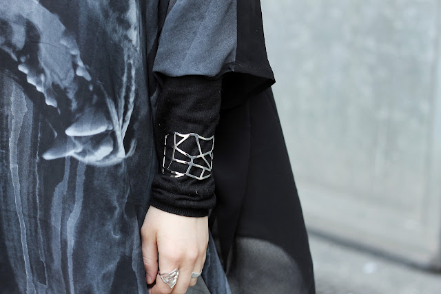 graphic silver arm cuff