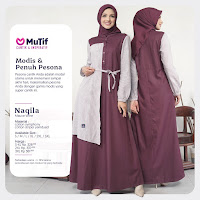 Koleksi Terbaru Gamis Mutif Naqila Mauve Wine Baju Muslimah Lengan Panjang Kekinian Stylish Anggun Elegant Outfit Ootd daily wear