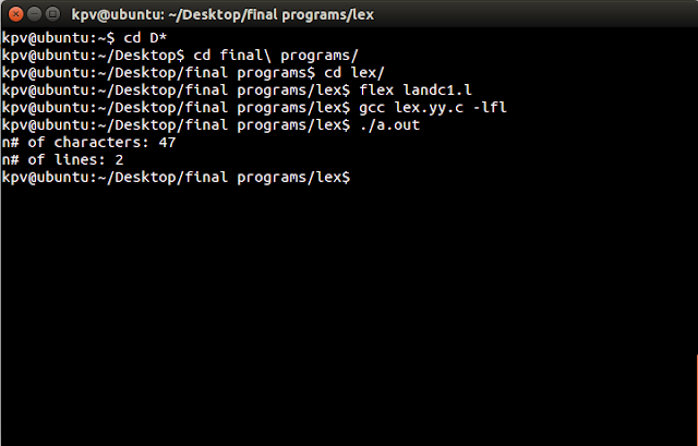 Lex Program to Count the Number of Lines and Characters in the Input File