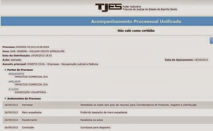 CONFIRA AQUI A APELAÇÃO DA RECUPERAÇÃO JUDICIAL NO SITE DO TJES