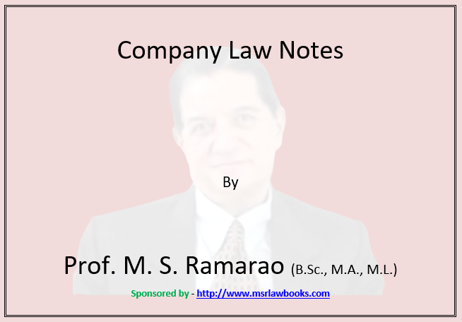 Company Law Notes | Sponsored by MSR Law Books