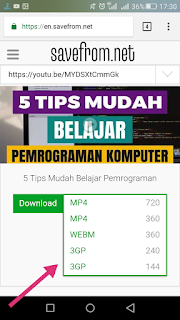 cara nyimpan video youtube di hape