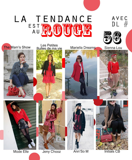 défi look tendance rouge, robe maje, les petites bulles de ma vie