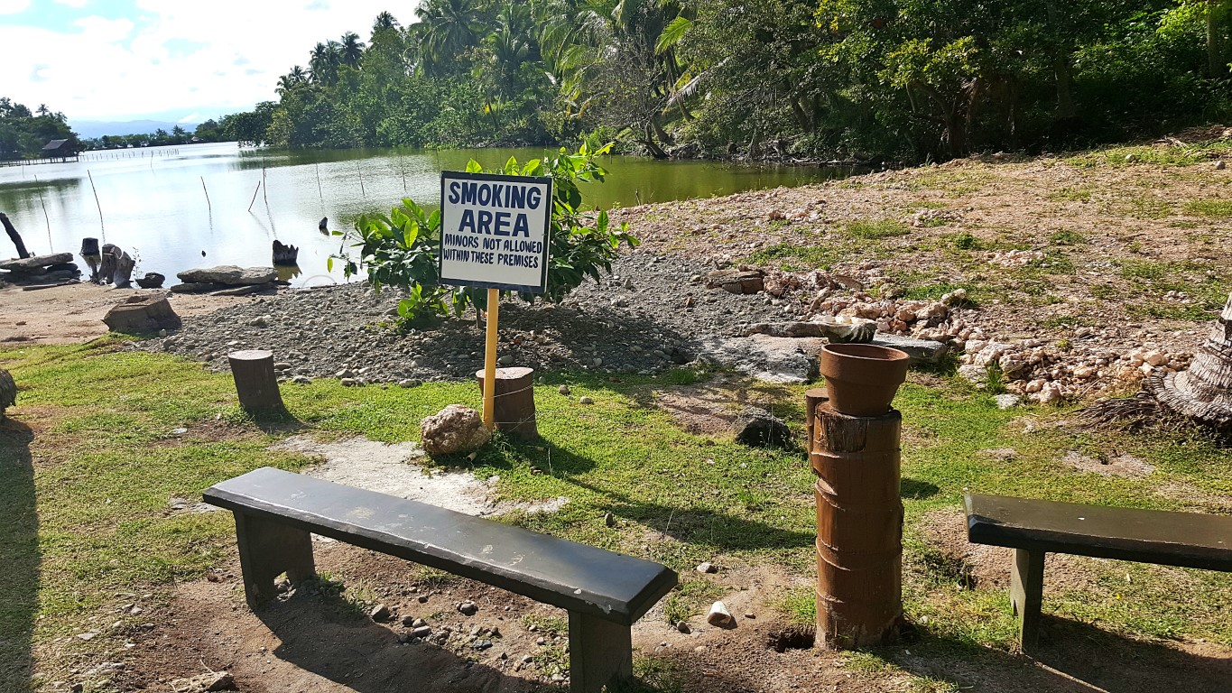 smoking area beside the lake at Isla Jardin Del Mar Resort in Glan, Sarangani