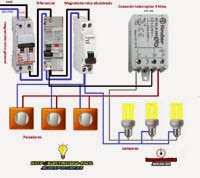 conexión electrica telerruptor 3hilos