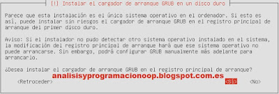 Instalar Ubuntu 16.04 instalar el cargador de arranque GRUB.