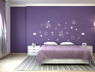 Contoh desain  kamar tidur minimalis warna  ungu 