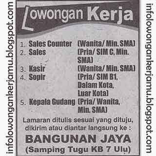 Lowongan Kerja Bangunan Jaya