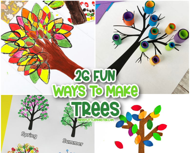 Four Season Tree Craft For Kids To Make With Paper Rolls & Cotton