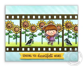 Sunny Studio Stamps Sunflower Card featuring Background Basics, Happy Harvest & Fall Kiddos stamps and Fall Flicks Filmstrip dies