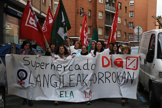 manifestaciónb trabajadoras de supermercados Dia