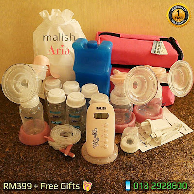 Malish Aria Breast Pump Cute Ringan Auto Manual Electric Double Motor Breastpump powerbank