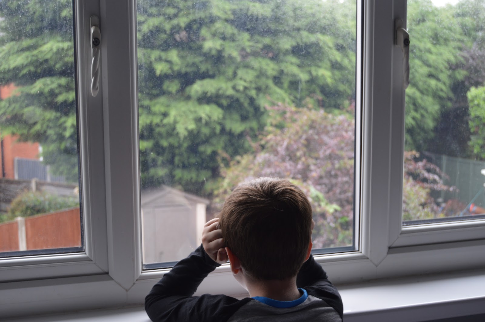 boy looking out of the window