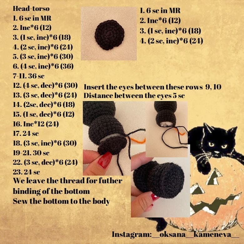 Crochet black cat pattern