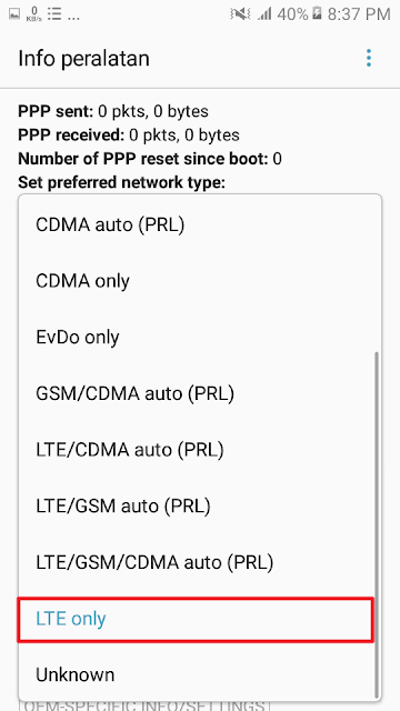 Pilih LTE only