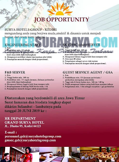 Loker Terbaru di Surya Hotels Group Kediri Juni 2019