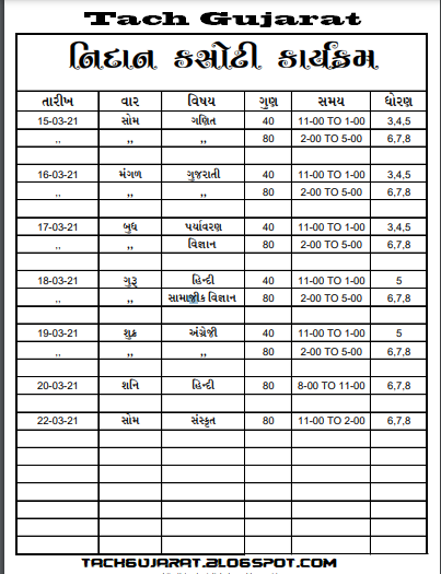 First Sem Exam 2021 | પ્રથમ સત્રાંત નિદાન કસોટી 2021  | nidan kasoti time table  | Nidan Kasoti Paper