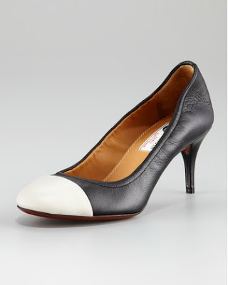 Cap-Toe Pump, White and Black 