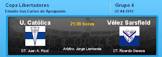 VER U CATOLICA VS VELEZ SARSFIELD EN VIVO 7 ABRIL